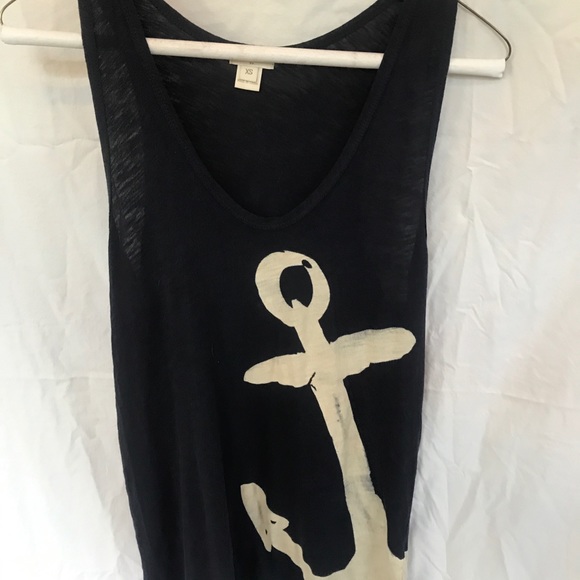 JCrew V-neck Casual Nautical Anchor Tank - Picture 1 of 2